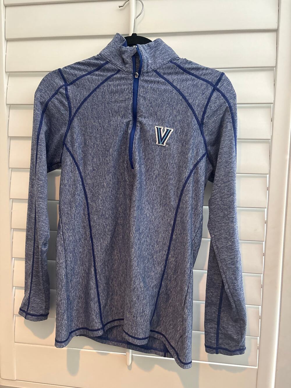Antigua Blue Marled Villanova Quarter-Zip Pullover Women's Small